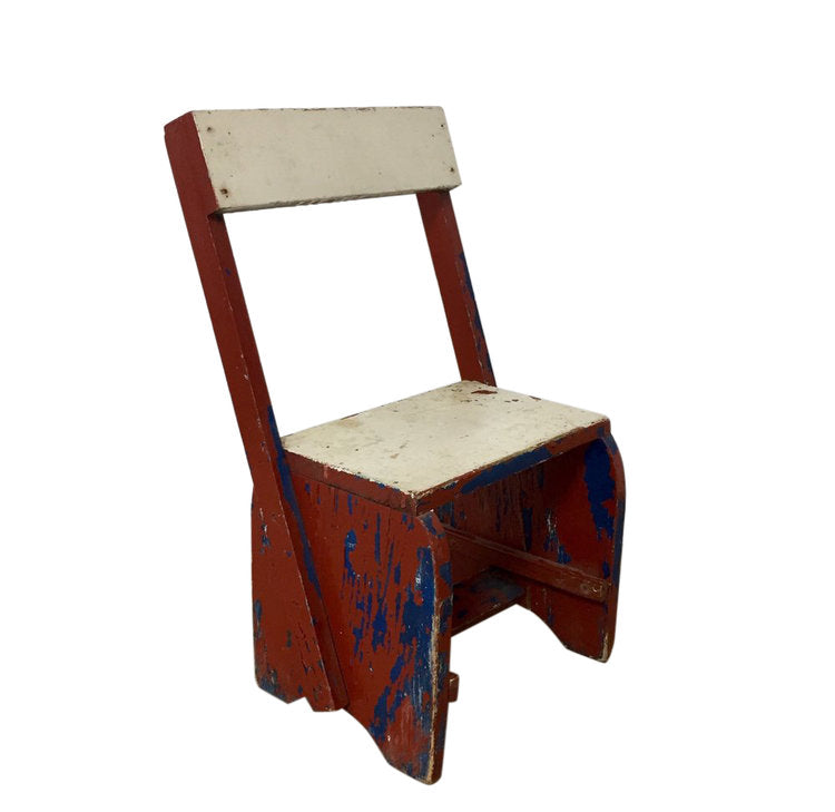 Vintage red, blue, and white child’s chair