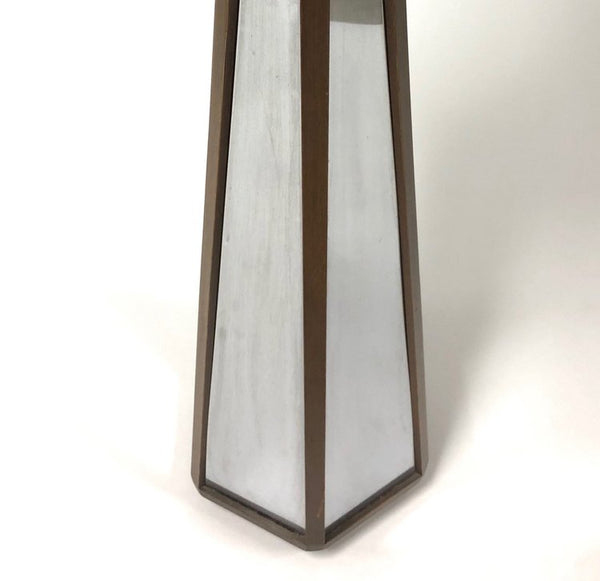 Walnut and chrome multifaceted floor lamp