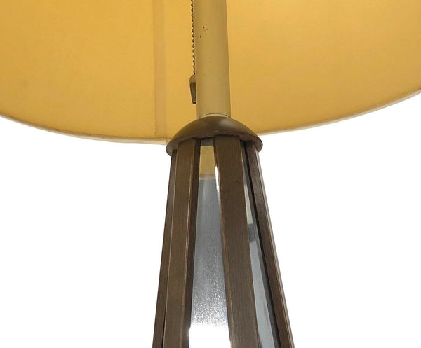 Walnut and chrome multifaceted floor lamp